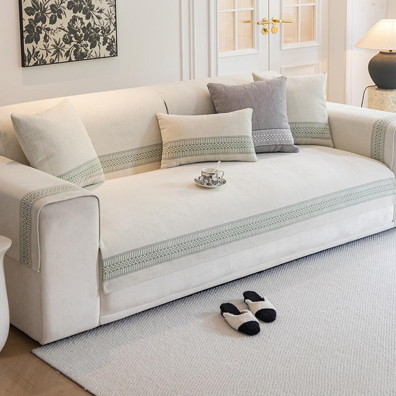 

Chenille Non-Slip Sofa Cushion Universal Seat Cover Modern Light Luxury Backrest Towel Printed Cloth Four Seasons 70*70