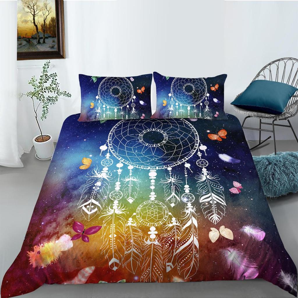 3D-Sternen-Traumfänger-Bettwäscheset, Bettbezug und Kissenbezug, 2 oder 3 Einzelbetten, Doppelbett, vollformatige Traumbettwäsche mit Reißverschluss, super bequeme Bettwäsche