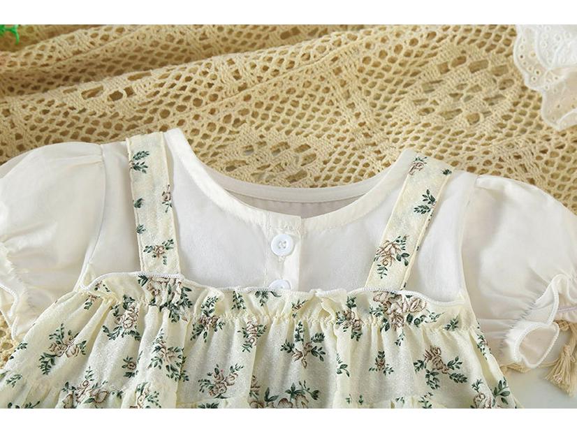 Super Cute Summer Princess Romper: Thin Style, Printed, Short Sleeve, Snap Crotch