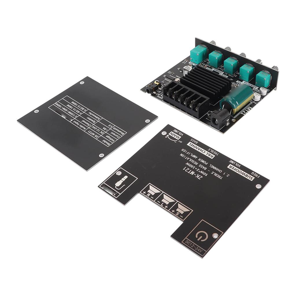 ZK MT21 Bluetooth Power Amplifier Board 2.1 Channel DC 12V‑24V Sound Power Amplifier Module for 20‑100W 4‑8 Ohm  Speaker
