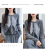 Women's Diamond Patchwork Pure Wool Knit Cardigan Sweater, Round Neck, Long Sleeve - 2026 Autumn/Winter.
