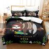 Cartoon Sloth Duvet Cover Set Cute Animals Bedding Sets For Boys Girls Funny Sloth Tropical Leaves Floral Nature Quilt Cover Set