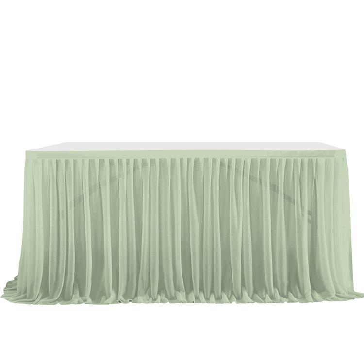 Table Skirt Pleated Table Circumference Birthday Party Wedding Decoration Ruffle Edge Elastic Thin Gauze Table Skirt Tulle