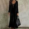 New Autumn and Winter TEMU Popular Women's Clothing Elegant Temperament Velvet Long-sleeved Dress Long Dress