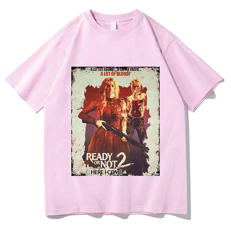 READY OR NOT 2 HERE 2026 T-Shirt Unisex Reine Baumwolle Mode Lässiges T-Shirt Rundhals Kurzarm Hemden Fan Geschenk Harajuku Kleidung
