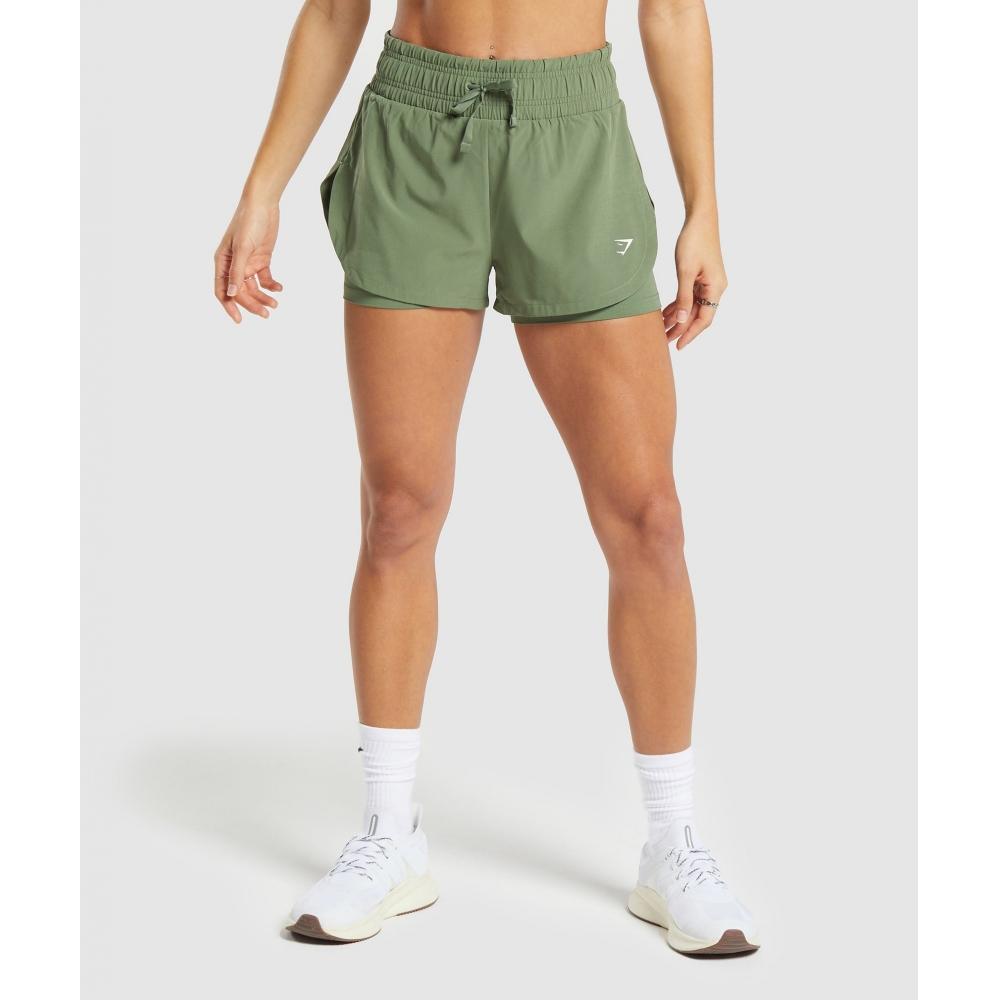 

Gymshark Беговые шорты 2 в 1 Force Green B8a5i Ecjr XXS