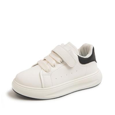 Lässige Kinderschuhe für Mädchen Jungen Herbst Lederschuhe Neue Kinder Klettverschluss Kleine weiße Schuhe