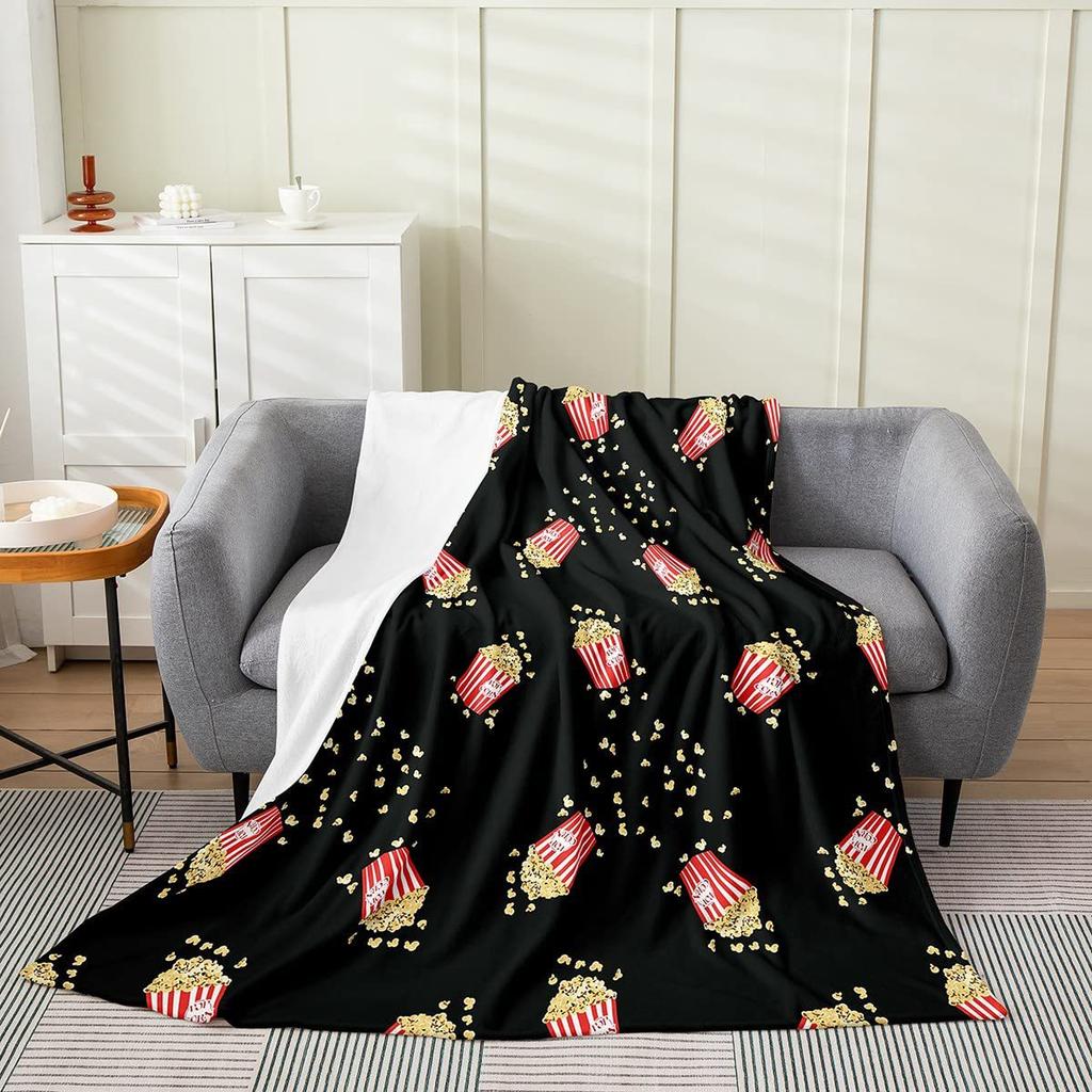 Popcorn Pattern Series Printed Blanket for Sofa Bed Travel Camping Living Room Office Conditioning Blanket for All Seasons Gifts