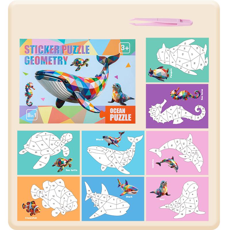 

Children s Stickers Puzzle Animal Traffic Dinosaur Ocean Shape Matching Fine Motor Training Puzzle Board Educational Toys