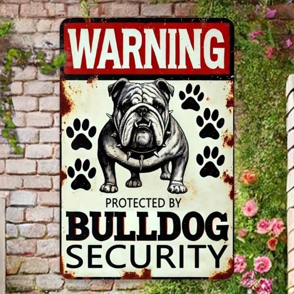 Metallposter Bulldog Sicherheitswarnung 20x30cm Aluminium Wandkunst Heimdekoration