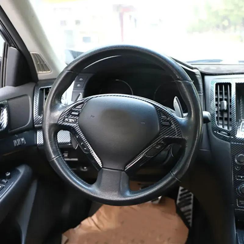 For Infiniti G37 G25 LHD 2010 2011 2012 2013 ABS Interior Car Steering Wheel Cover Trim Frame Decor Modified Accessorie