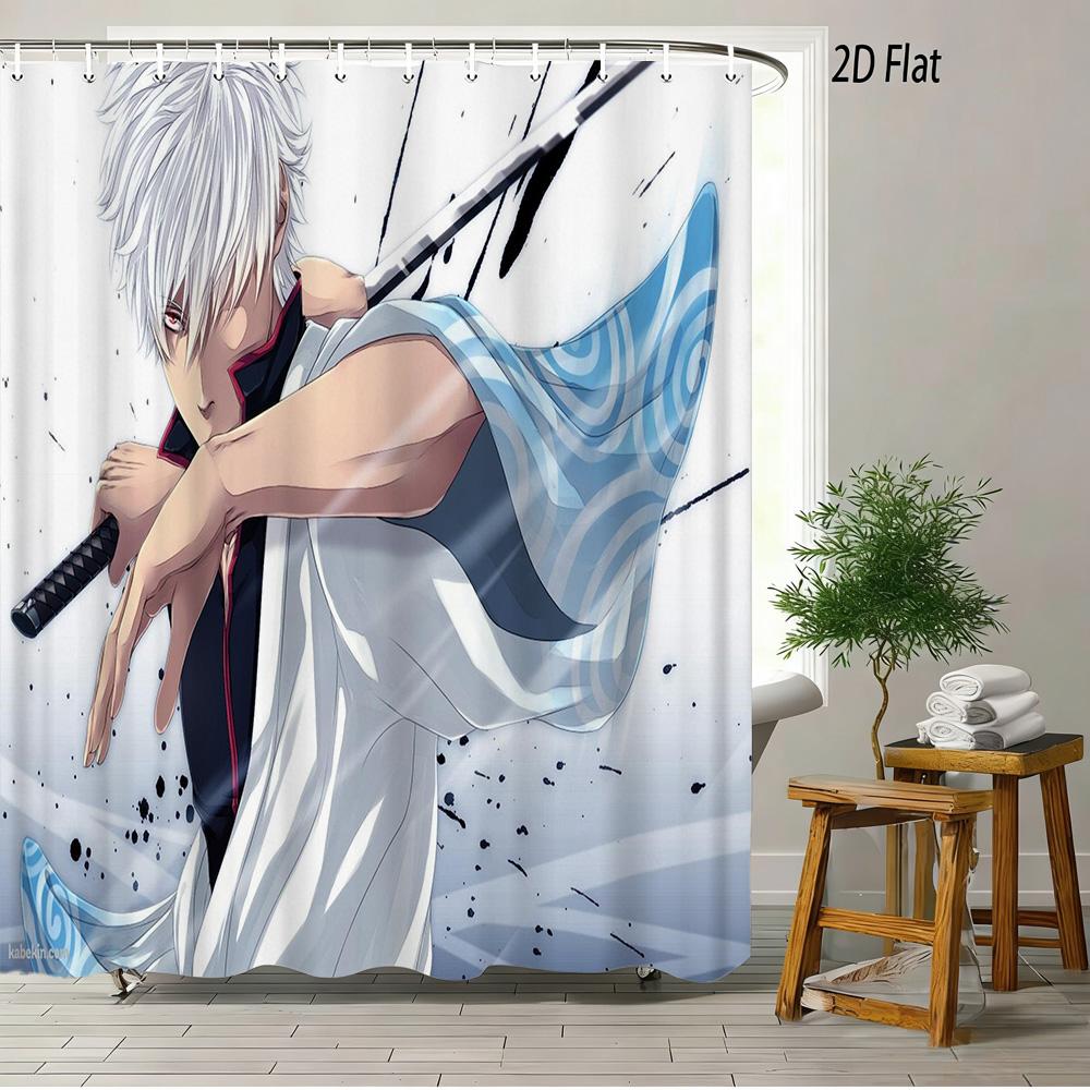 Pokmon Sword And Shield Bede & Allister With Chansey & Gengar Playful Prank Scene 2D Print Waterproof Shower Curtain, Clean Whi