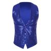 Unisex Adult Shiny Sequin Vest Sleeveless Button Design Waistcoat Jacket for Music Festival