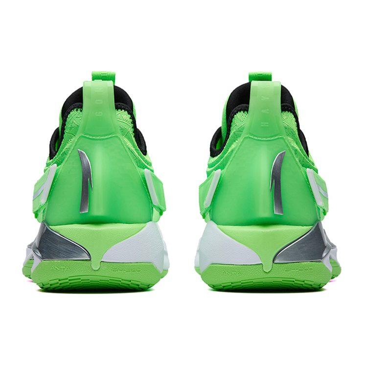 Anta GH3 Basketball Shoes Men's Low Top Anta White/Fluorescent Iridescent Green/Black 112231103-6
