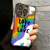 LGBT Rainbow Love Is Love Plating Phone Case For Iphone 16 17 Pro Max Air 16E 14 15 Plus 12 13 Mini Anti-Fall Airabag Cover
