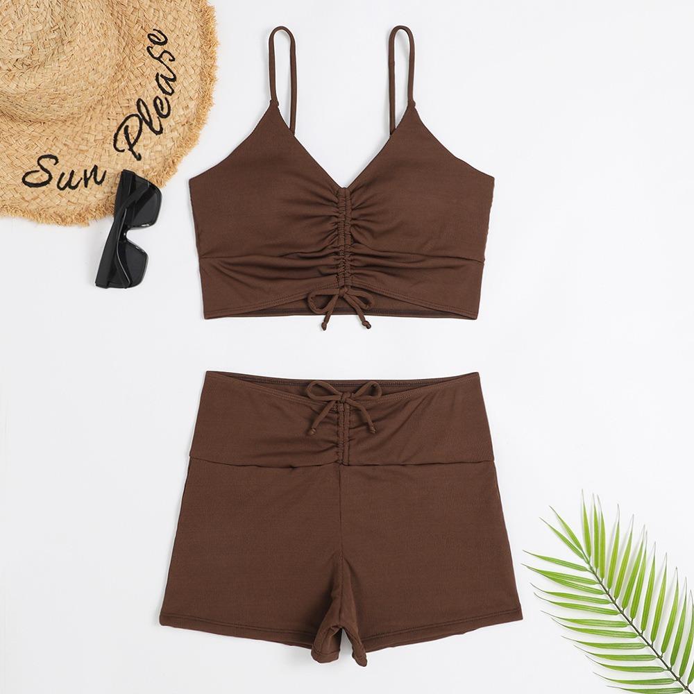 Zweiteiliger Badeanzug, mehrfarbiger Boxershorts, konservativer bedruckter Badeanzug