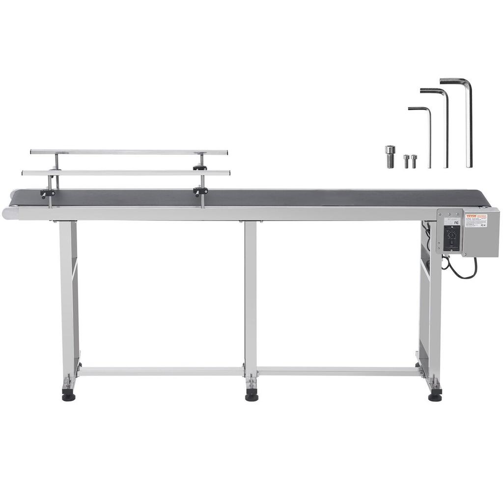 Belt Conveyor, 71 X 7.8 Inch Conveyor Table, Heavy Duty Stainless Steel Motorized Belt Conveyor for Inkjet Coding Applications Powered PVC Belt