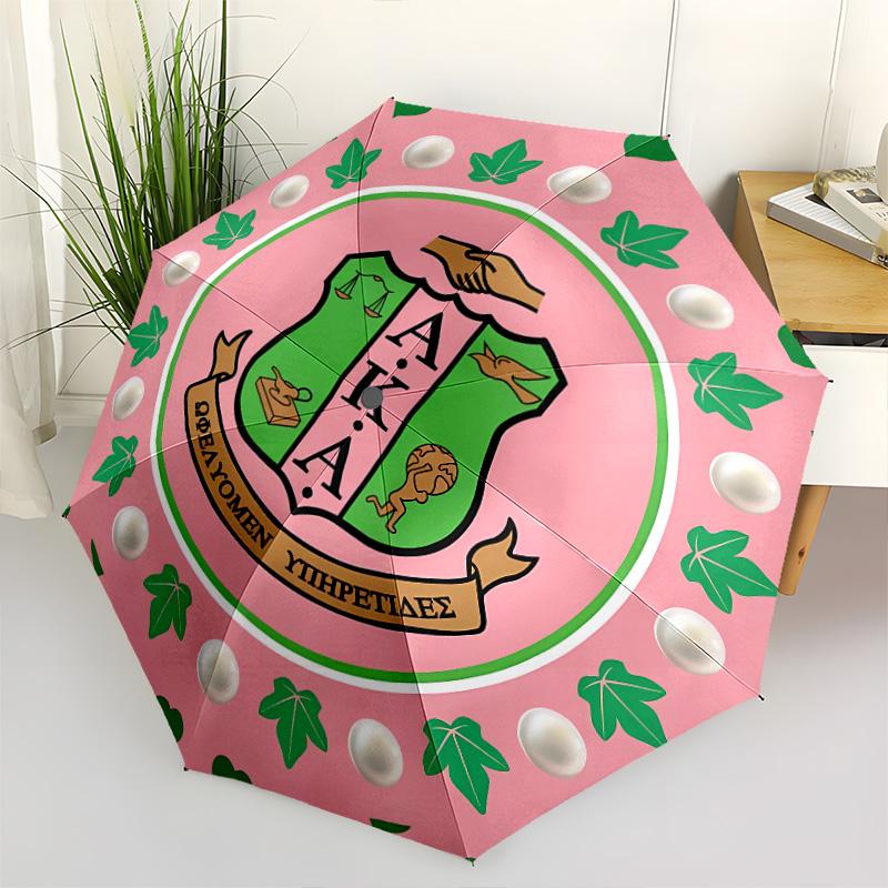 1 PC Automatic Folding Umbrella - Aka Pattern Portable Foldable Design With 8 Ribs Christmas Birthday Gifts