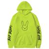 Bad Bunny Print Fleece Hoodie Unisex Casual Pullover Streetwear Customizable Sweatshirt