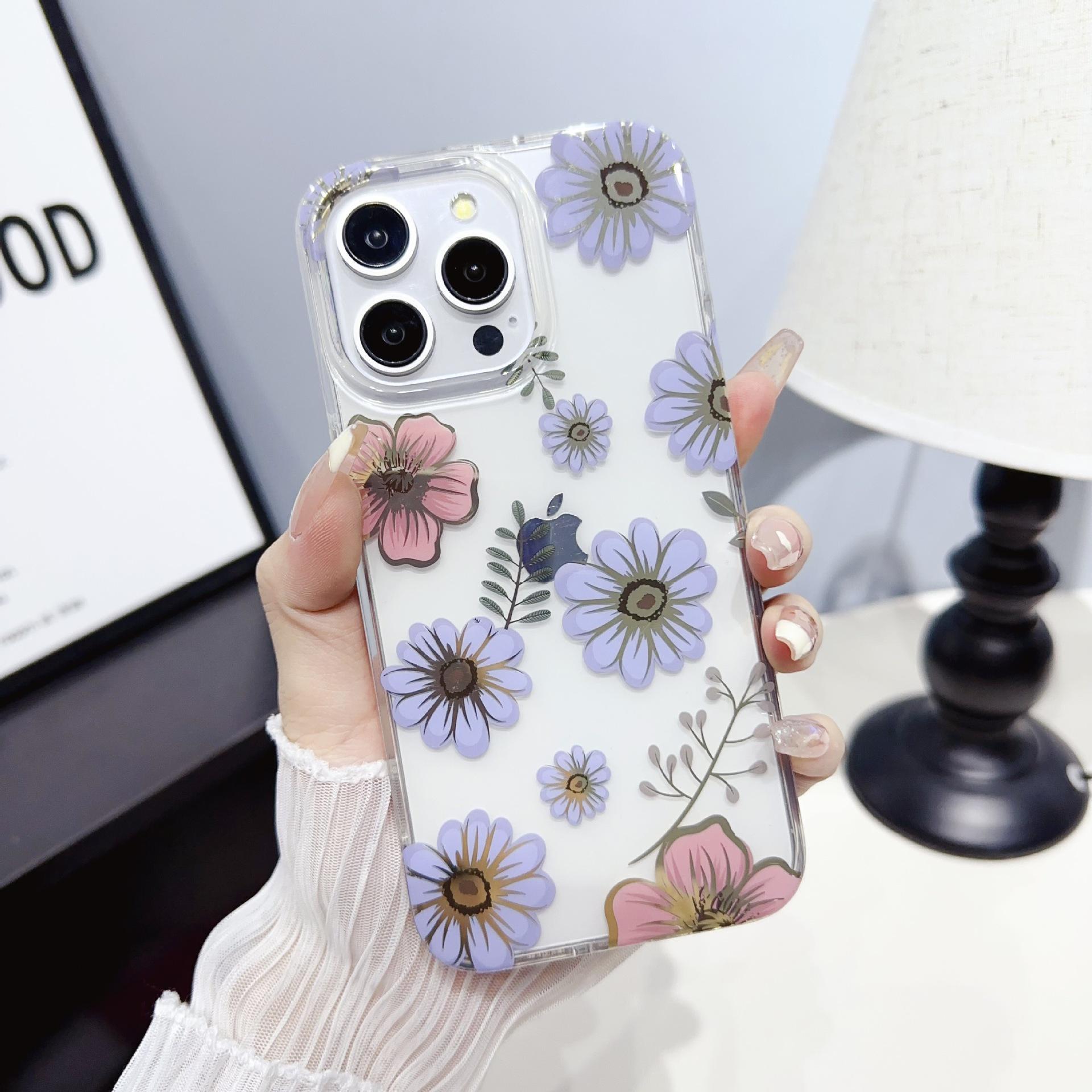 Anti-Fall Transparent Flower Case for iPhone 17 Pro iPhone 16 Pro Max