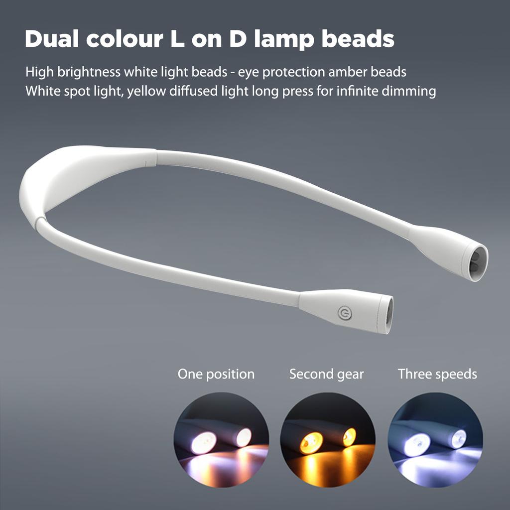 Hanging Neck Lights Rechargeable Eye Protection Lamp Stepless Dimming 360-degree Adjustment Hands Free for Camping Repairing