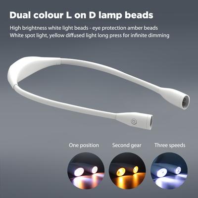 LED Reading Lights USB Rechargeable Sports Halterneck Light 360-degree Adjustment Mini Desklamp Hands Free for Outdoor Lighting