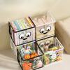 Cute Smile Print Transparent Storage Bin Foldable Waterproof Organizer with Zipper and Handle for Books Toys Clothes