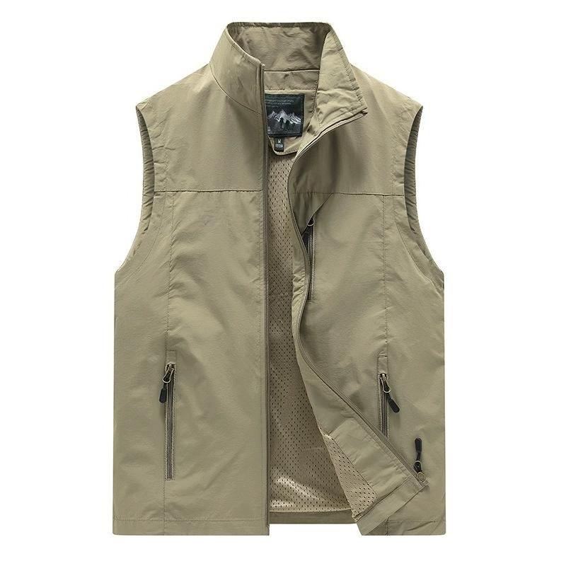 Summer Men Outdoor Mesh Thin Waistcoats Climbing Sleeveless Jackets Men Multi-pockets Fishing Photography Breathable Vests