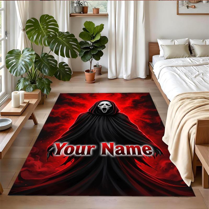 Crystal Velvet Rug Custom Name Text, Soft Non Slip Floor Mat Home DecorScream Ghostface