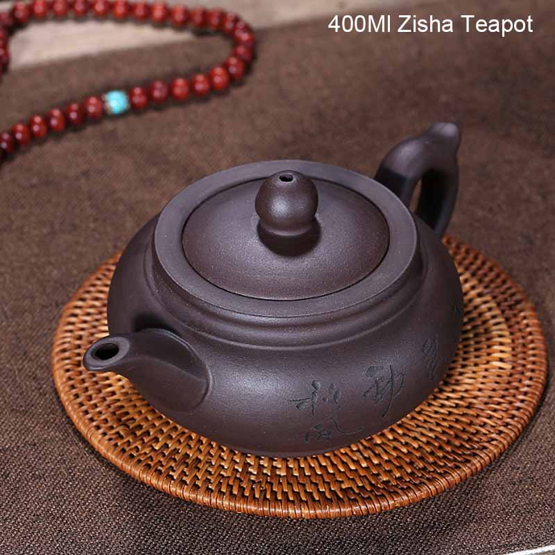 BORREY Yixing fialová hliněná konvice 400 ml Zisha konvička Čínská čajová sada Kung FU Ručně vyrobená keramická hliněná konvice Dárková konvice Oolong Puer