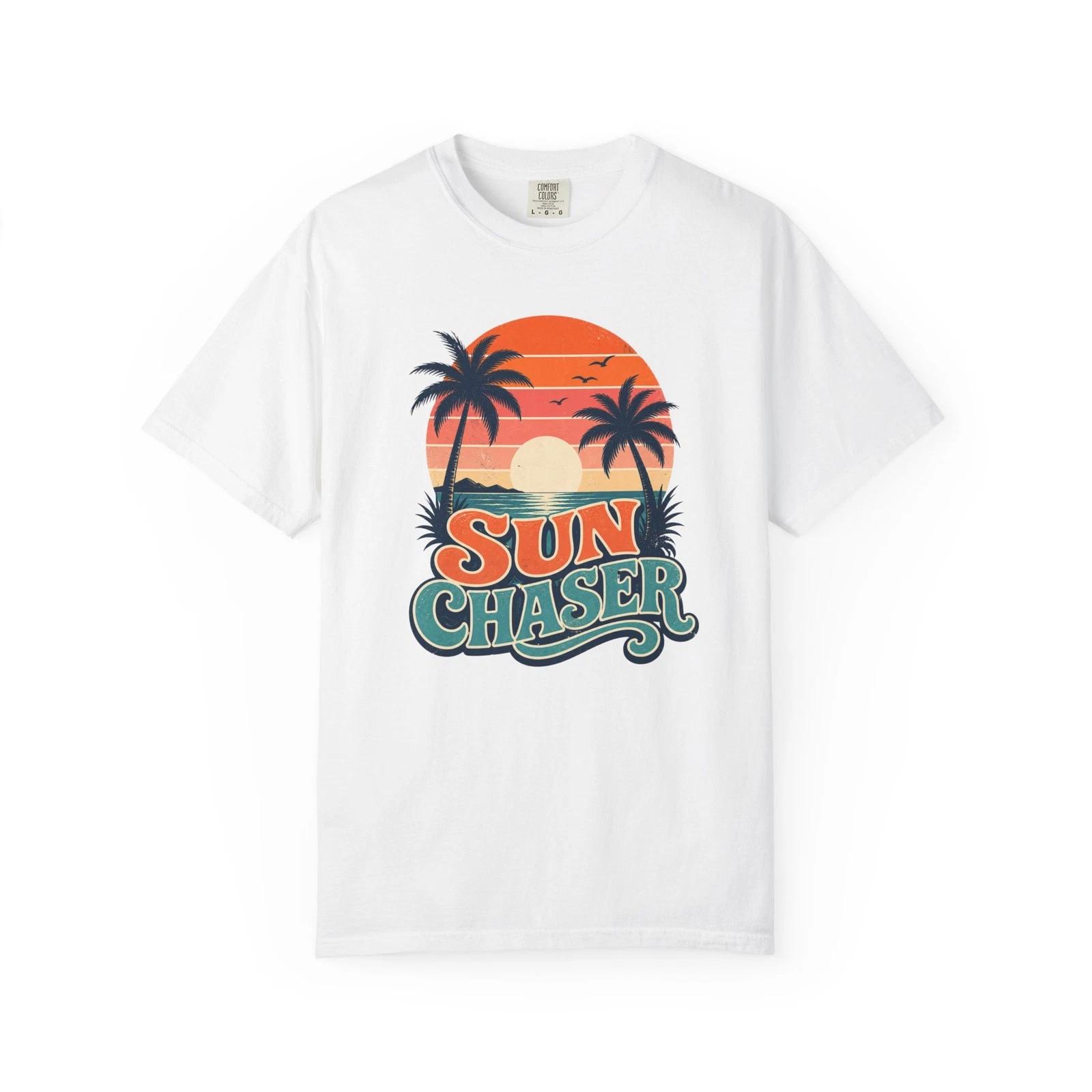 Sun Chaser T-T-Shirt Retro Palm Tree Sunset Summer Tee XL