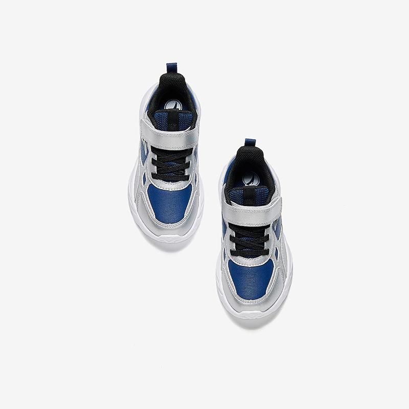 Anta Kids Synthetic Leather Fashion Versatile Lightweight Shock Absorbing Low Top Running Shoes Kids sneaker Blue Silver A12449977N-1