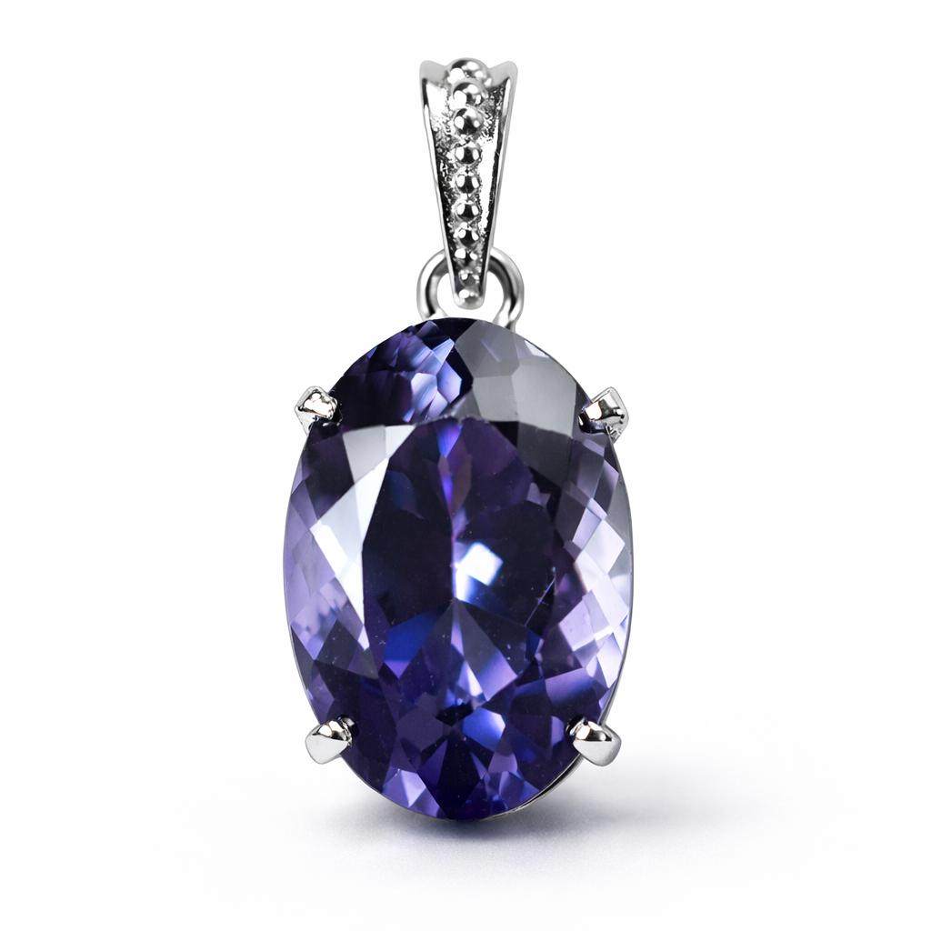35Ct Natural Color Change Alexandrite   Oval 925 Sterling Silver Pendant