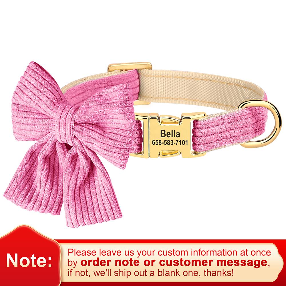 Personalisierbares Hundehalsband Niedliche Schleife Welpen Hunde Halsband Kostenlos Gravierbar Haustier-ID-Halsbänder Für Kleine Mittlere Große Hunde Chihuahua Mops