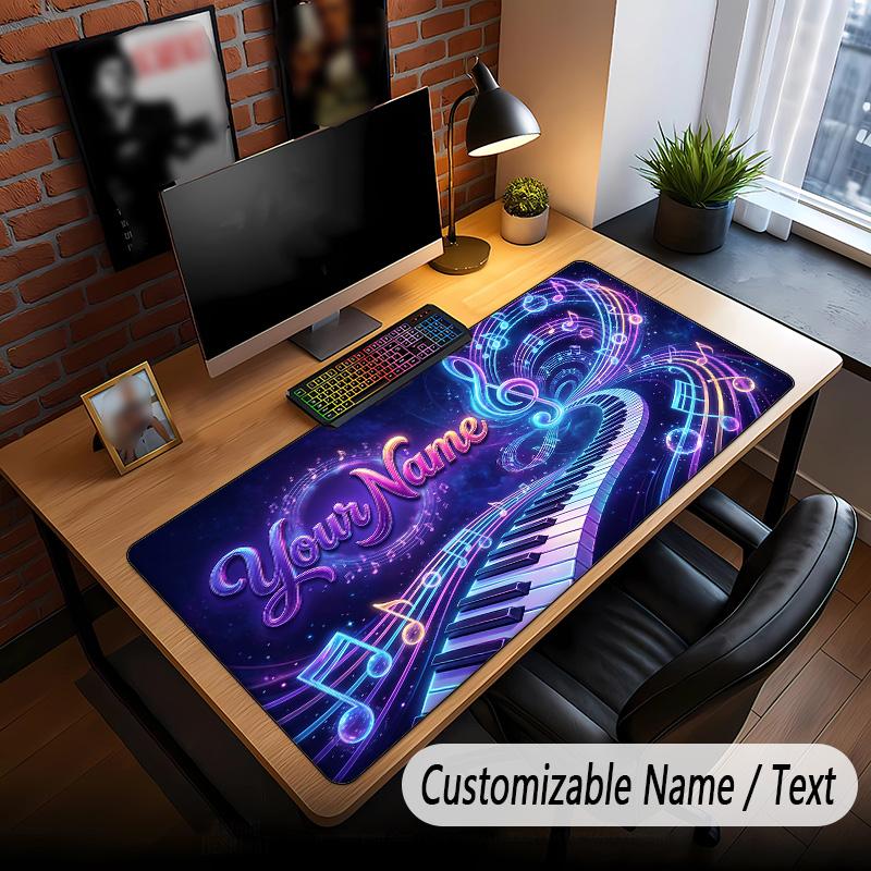 Music Piano Theme Custom Mouse Pad Personalized With Name Text Customized Desk Mat For Office Home Decor