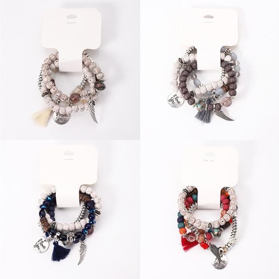 4Pcs/Set Bohemia Style Wing Bracelet Beads Jewelry Women Bangle Party Gift