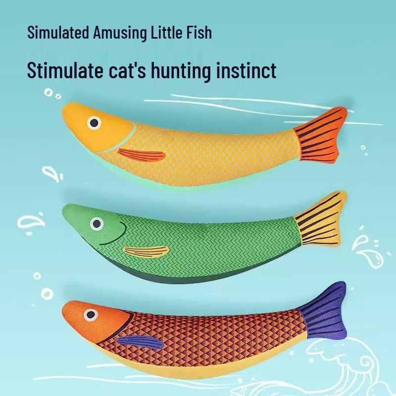 Popular Mint Fish Cat Toy: Scratch-Resistant, Bite-Proof Burlap Teaser for Self-Entertainment and Boredom Relief