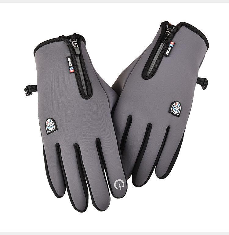 Unisex Fleece-Lined Waterproof Gloves: Touchscreen, Cold-Proof, Zippered for Outdoor Cycling & Motorcycling