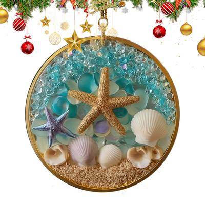 Yousheng Christmas Pendant Starfish Shell Design Coastal Hanging Ornament with Lanyard Seasonal Home Decor Gift