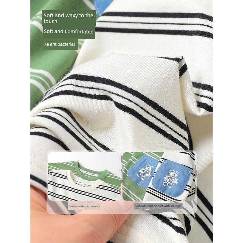 Boys' Striped Short-Sleeved T-Shirt Summer Clothing Children's Wear 2026 New Style Kids' Baby Top Half-Sleeved Summer Thin Style