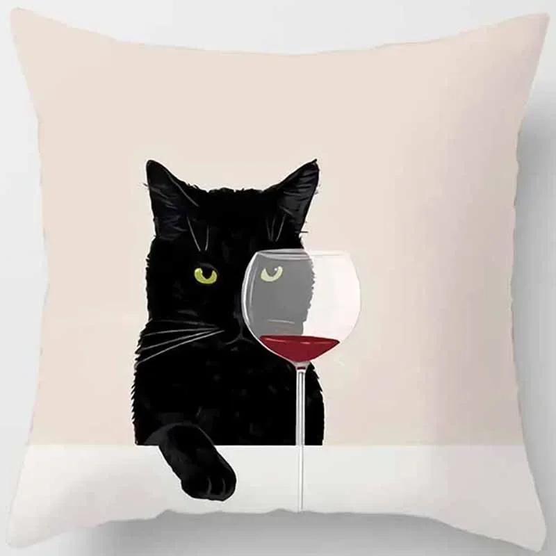 Cat Is Leisure Life Square Pillowcase, Used For Home Decoration, Car Sofa Cushion Cover45Cm*45Cm