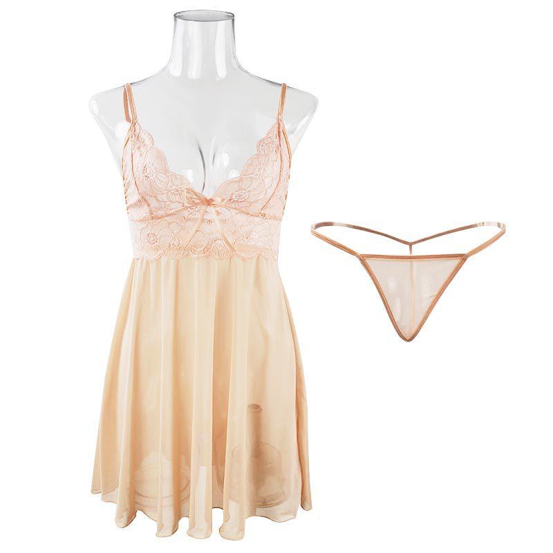 Suspender pure desire wind pajamas women, summer private room lace princess mesh yarn without chest pad polyester ammonia nightdress