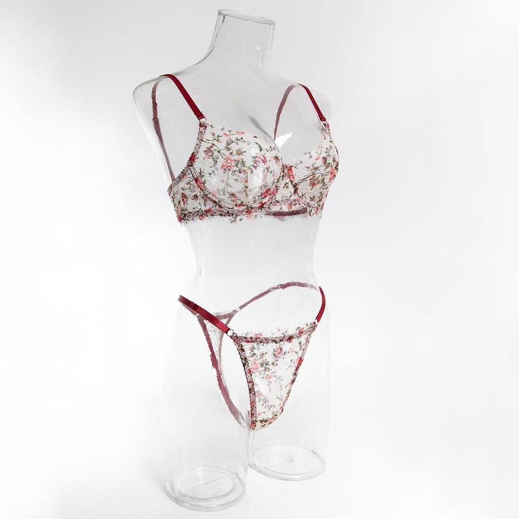 Cecilia Stylish Lace Floral Fishbone Crop Top & Bra Set - Sexy, Comfortable, Breathable Women's Wear