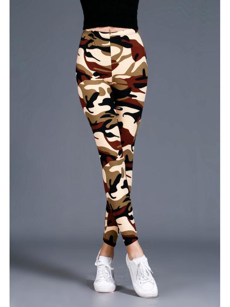 Trendy Women's Plus Size Camouflage Print Brushed Cotton Stretch Skinny Leggings