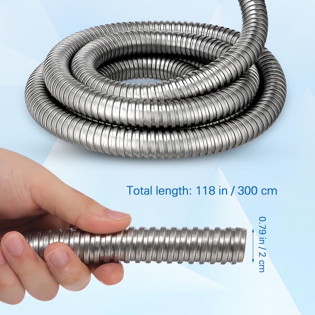 Stainless Steel Protector Sleeve Metal Threaded Hose Cable Sleeve Protector for Home Office Wire Cable Organizer Heavy Duty