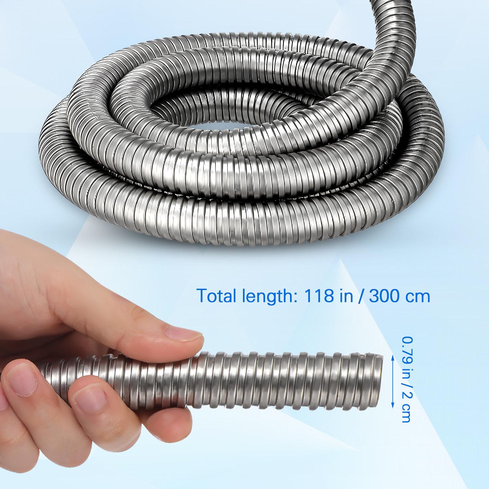 Stainless Steel Wire Cable Protector Metal Threaded Hose Flexible Abrasion Resistant Cable Sleeve for Desk TV Cinema Agriculture