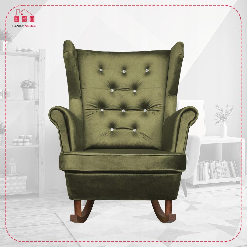 Diana Rocking Chair, Scandinavian, Family Meble, Olive Green