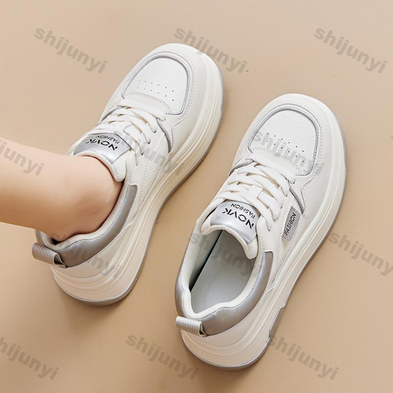 Women's Platform Casual Shoes Autumn Mesh Breathable Comfortable Flats Fashion Lace Up Height Increase Non Slip Vulcanized Shoes