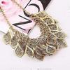 Vintage Gorgeous Multilayer Gold Plated Leaves Chain Collar Bib Chunky Necklace