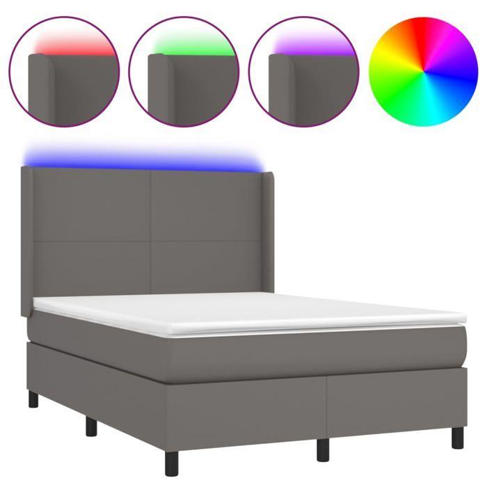 VidaXL Sommier à Lattes de Lit avec Matelas et LED, Lit Rembourré, Lit Double, Lit Adulte de Chambre à Coucher Intérieur, 3139269